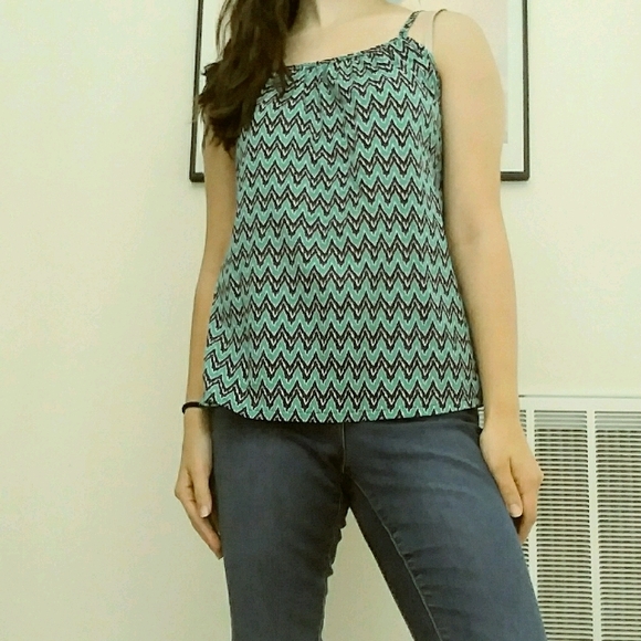 Green and Black Chevron Spaghetti Strap Blouse - Picture 5 of 5